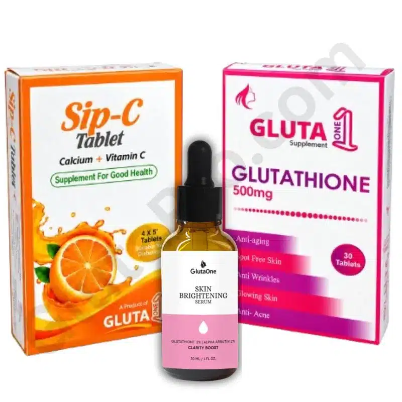 Gluta one supplements with skin brightening serum