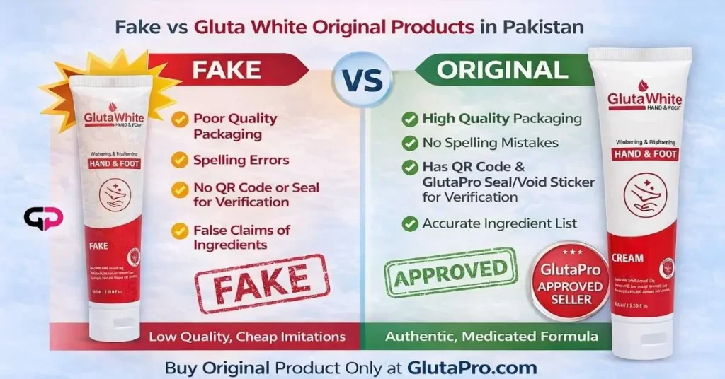 Original and fake gluta white products in Pakistan