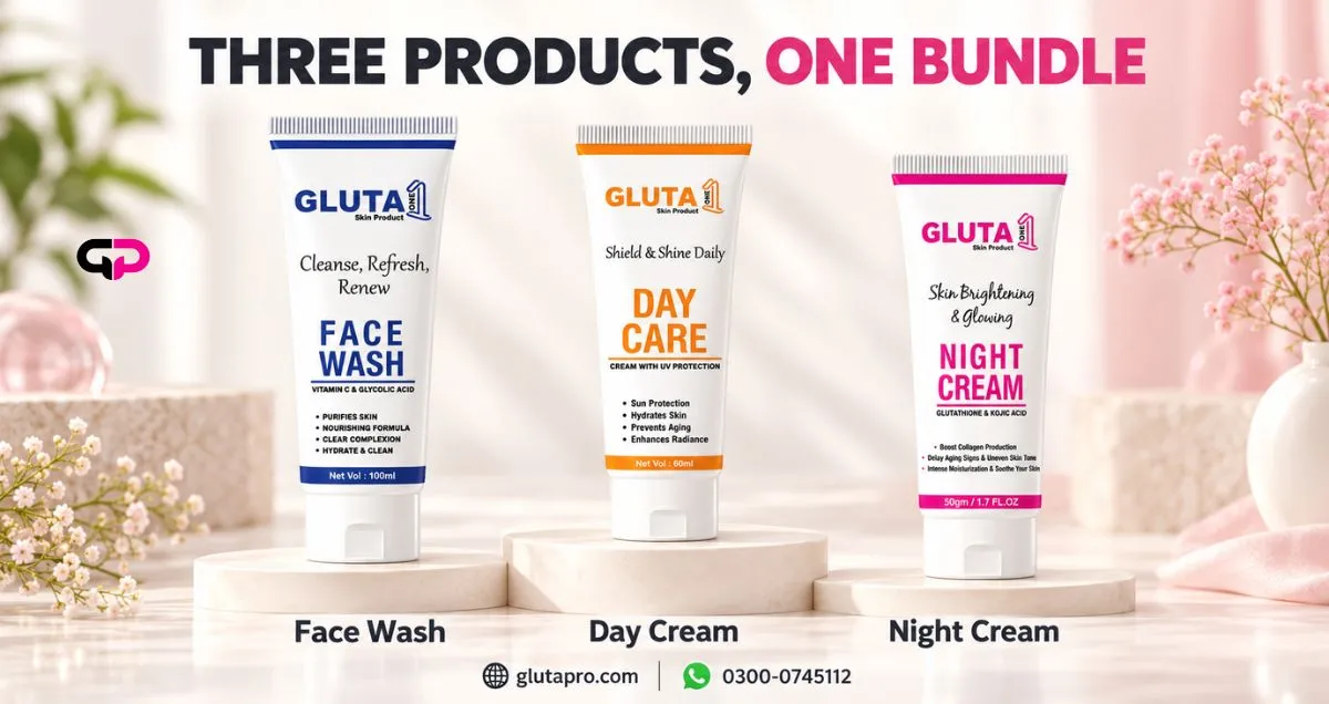 GlutaOne Face Wash, Day Cream and Night Cream trio